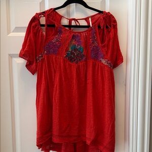 Free People Scarlet Embroidered Blouse